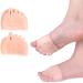 1Pair Toe Separator Thumb Bunion Orthopedic Corrector Hallux Valgus Pedicure Socks Foot Bunion Straightener Adjuster Brace Yoga Toes Pads (Beige)