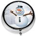 Merry Christmas Snowman Round Pill Box - 3 Compartment Portable Travel Medicine Organizer for Vitamins & Tablets - Buy Online on GoSupps.com