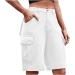 Women's Camo Cargo Shorts | Button Fly with Pockets | Solid Color Knee-Length Summer Shorts - Buy Online on GoSupps.com