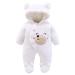 Eurobuy Newborn Cartoon Bear Snowsuit Baby Infant Winter Thick Snowsuit Coat Footed Romper Front Snaps Warm Jumpsuit for Baby Girl Boy White 9-12 Months