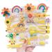 28 pieces of sweet hair clips fashionable hair accessories for girls flowers fruits colorful rainbow sweets desserts cute animal hair-clock set non-slip metal pressure buttons (yellow)