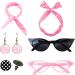 Dtaigou 50s Accessories for Women Headband Drop Earrings Set for 1950s Outfits Cat Eye Glasses with Vintage Polka Dot Hair Bands and Headband for Women Pink One Size - Buy Online on GoSupps.com
