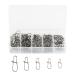 Cozlly snaps fishing set 100 pieces Lock Snaps stainless steel duo lock snaps with box carabiner set for predatory fishing for perch trout pikeperch (5 sizes silver)