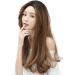 New wig female mid length straight hair fashion pear flower head realistic multi color wig headgearDark brown Dark brown