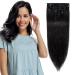 Clip In Extensions Real Hair Remy Hair Extension Real Hair Thin 8 Wefts 18 Clips 55cm - 75g - (#1 Black)