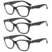 SUERTREE 3 Pack Reading glasses Blue light filter glasses unisex optics reading help computer glasses UV blocked reading glasses black 3.0x 631 3.0x diopttria 3PC 631