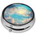 Cloudy Sky Round Pill Box Organizer | 3 Compartment Travel Pill Box | Portable Black Pill Organizer for International Shipping - Buy Online on GoSupps.com