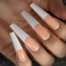 Extra Long Beige White XXL Coffin Artificial Nails - Shiny French Press-On Tips 24 PCs Kit for DIY Nail Art - Buy Online on GoSupps.com