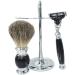 NSNT Exquisit Men's Shaving Brush Set - Fashionable Natural Hair & Metal Stand | Premium Beard Grooming Tool 10x16.5cm Silver - Buy Online on GoSupps.com