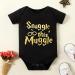 Baby Boys Girls Snuggle This Muggle Bodysuit Set 6-9 Months | Black Short Sleeve Outfit with Striped Pants & Hat - Buy Online on GoSupps.com
