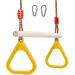 Lelly Q Children Trapeze Swing Bar with Rings Wooden Playset with Plastic Rings Gym Rings for Kids Yellow