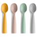 Vicloon Silicone Baby Feeding Training Spoon 4 Pcs Baby Spoons Self-Feeding Weaning Spoons Training Feeding for Kids Toddlers Children and Infants 4pcs-grey/Green/Pink/Yellow