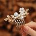 Fairvir Gold Flower Bridal Hair Combs - Elegant Pearl Leaf Accessories for Weddings | Bridal Jewelry for Women & Girls - Buy Online on GoSupps.com