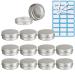 Zeoabsy 10 piece of empty 60 ml round silver aluminum tins with screw cap screw socket CREMED SCHRONE Aluminum tins doses aluminum box sheet metal cans for cosmetics candle ointments 5x spatula 1x etiquette silver 60ml