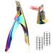 Professional Acrylic False Nail Clippers with Magnets Nail Tip Cutter with Length Measurement Nail Manicure Tool Gift for Salon Home Nail Art Lover(Chameleon Color)