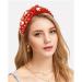 Knotted Headbands with White Pearl Rhinestone Fashion Elegant Ladies Wide Top Knot Hair Bands Rhinestone Hairband Wide Headband Hair Hoop for Woman Girl (Red) - Buy Online on GoSupps.com