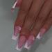 French Tip Press on Nails - Short Square Press On Nails with Nail Tips White edged long fake nails with glittering pink flower nails press on nails Acrylic False Nails Cute Artificial Nails