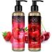 Sensual Massage Oil Set 2x200ml - Strawberry & Cherry - Edible Kissable Body Massage Oil with Almond & Grape Seed Oil for Couples - Buy Online on GoSupps.com