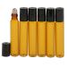 Bocotoer 10ml Empty Amber Glass Roll-on Essential Oil Bottle Aromatherapy Oil Bottle Perfume Empty Bottle Pack of 6