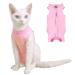 Yoolhamy cat-recovery suit after operations Elisabethan collar and cone alternative anti-lick wound for abdominal wounds or skin diseases kitten body (pink white s) s pink