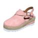 Creev summer sandals for women plateau leather sandals closed toe area buckle shoes ankle straps paragraph vintage-strand scorching sandals 3 black 43 (4 pink 39 EU) 4 ROZE 43 EU