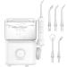Sawgmore mouth shower electrical interdental cleaner with 10 adjustable pressure levels 600ml capacity oral irrigator with 5 multifunctional nozzle tips for at home (white)