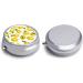 Round Yellow Lemon Print Pill Box | 3 Compartment Portable Medicine Organizer | Decorative Metal Pocket Pill Case - Style-15 - Buy Online on GoSupps.com