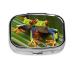 Red Eyed Tree Frog Printing 2 Compartment Small Pill Case Cute Small Pill Box Purse Pill Boxs Travel Pill Organizer for Pocket Purse and Travel Gifts