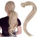 Easyouth Real Hair Ponytail Extensions Ash Blonde Wrap Around Ponytail Hair Extensions Highlight Blonde Ponytail Human Hair Extensions 16 Inch 80g 40 cm/16" 4-Pony #18P613