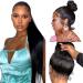 Straight Full Lace Human Hair Wigs 180 Density Glueless Lace Frontal Wigs Human Hair Wigs For Black Women Transparent Hd 13x6 Lace Front Wigs Human Hair Can Be Make High Ponytail Like 360 Lace Front Wigs Human Hair 24 In...