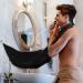ZAWARA Mens Shave Beard Cape Carrier Haircut Apron Facial Clean Bib Clipping Catcher with Sucker Black