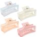 B.PHNE Medium Claw Clips for Thick Thin Hair 3.5 Non-slip Cute Pink Hair Claw Clips for Women Girls 4 Pack Pearlescent Square Claw Clips Color B