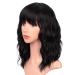 ENTRANCED STYLES Black Wigs with Bangs for Women 14 Inches Synthetic Curly Bob Wig for Girl Natural Looking Wavy Wigs