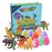 GLOWLYLITE - 9 Bath Bombs for Kids with Surprise Dinosaur Inside - Colorful Dino Bath Bombs with Toys Inside for Kids - Bubble Bath Gift for Every Occasion - XL Toys - Stickers Included - (Pack of 1)