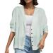 Gefomuofe Cardigans for Women Long Cardigan Lightweight Loose Cardigan Summer Elegant Flowers Printed Long Sleeve Elegant Casual Shoulder Jacket Sun Protection Shirt Holiday Beach Blouse Green One Size