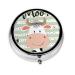 Cartoon Cute Calf Portable Metal Pill Box Round Mini 3-Compartment Plastic Insert hinged Fastening Design Suitable for Small Pills Must-Have for Travel Black