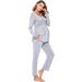 Litherday Women's Maternity Nursing Pyjamas Set | Long-Sleeved Breastfeeding Sleepwear | Soft Labor Nightwear PJ Loungewear - Buy Online on GoSupps.com
