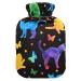 Hot water bottles with cover watercolor cute cats hot water bags for pain relief heat and cold therapy heating bottles 2 liters