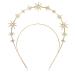 WLLHYF Halo Crown Stars Goddess Crown Halo Headband Gold RhinestoneTiaras Boho Bridal Wedding Headpiece Cosplay Party Hair Accessories for Women Girls
