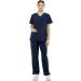 MEDPIA Women's 4 Way Stretch Medical Uniform Set - Lightweight V-Neck Top & Elastic Waist Pants, Navy, Size Medium - Buy Online on GoSupps.com