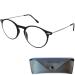 Mini glasses light reading glasses round/rectangular free case plastic frame (black) iron with metal reading aid women and men around 2.0 dioptries