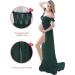 FEOYA Green Maxi Maternity Dress with Lace for Pregnant Women - Perfect for Photography, Strapless Gown with Split Front - Full-Length Chiffon Elegance - Buy Online on GoSupps.com