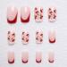 French Tips Press On Nails - Pink Glossy Cherry Design | Short Square False Nails - 24 Pcs Full Cover Acrylic Nail Art Kit for Women & Men - Buy Online on GoSupps.com