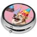 French Bulldog Print Round Pill Box | 3 Compartment Portable Travel Medicine Organizer & Vitamin Holder - Buy Online on GoSupps.com