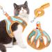Eyein Cat Harness and Lead Set for Walking Adjustable Soft Sturdy Faux Suede Escape Proof Kitten Vest Harness and leash with Reflective Strip for Large Medium Small Cats(Green & Orang M) M(Chest 33-38 cm) Green & Orang