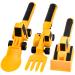 Bezavea Kids Cutlery Set Construction Themed Cutlery Set Utensil Set for Kids 3Pcs Children Toddler Fork and Spoon Set Gifts for Little Boys and Girls (Yellow)