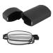 Umwhcw portable 1 pair of compact foldable reading glasses with mini flip top carrying bag for fashion for men and women rotation glasses + 2.0 black