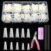 Natural Coffin Nails Tips - 500PCS French False Nail Tips for Acrylic Nails Professional,10 Sizes Long Half Cover Ballerina Fake Nails with Nail Clipper/2 Nail Files/Nail Buffer Polishing Block Nature