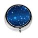 Blue Star Patternround Pill Box 3 Compartment Round Pill Box Organizer * Portable Travel Pill Box for Traveling.