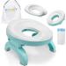 BATTOP Travel Potty Training Seat for Toddler,Kids Portable Foldable Toilet Trainer with Potty Liners,Boys Girls 2-in-1 Go Potty Chair with Carry Bag(Mint Green Potties)